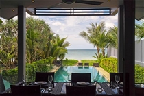 Dining area pool view